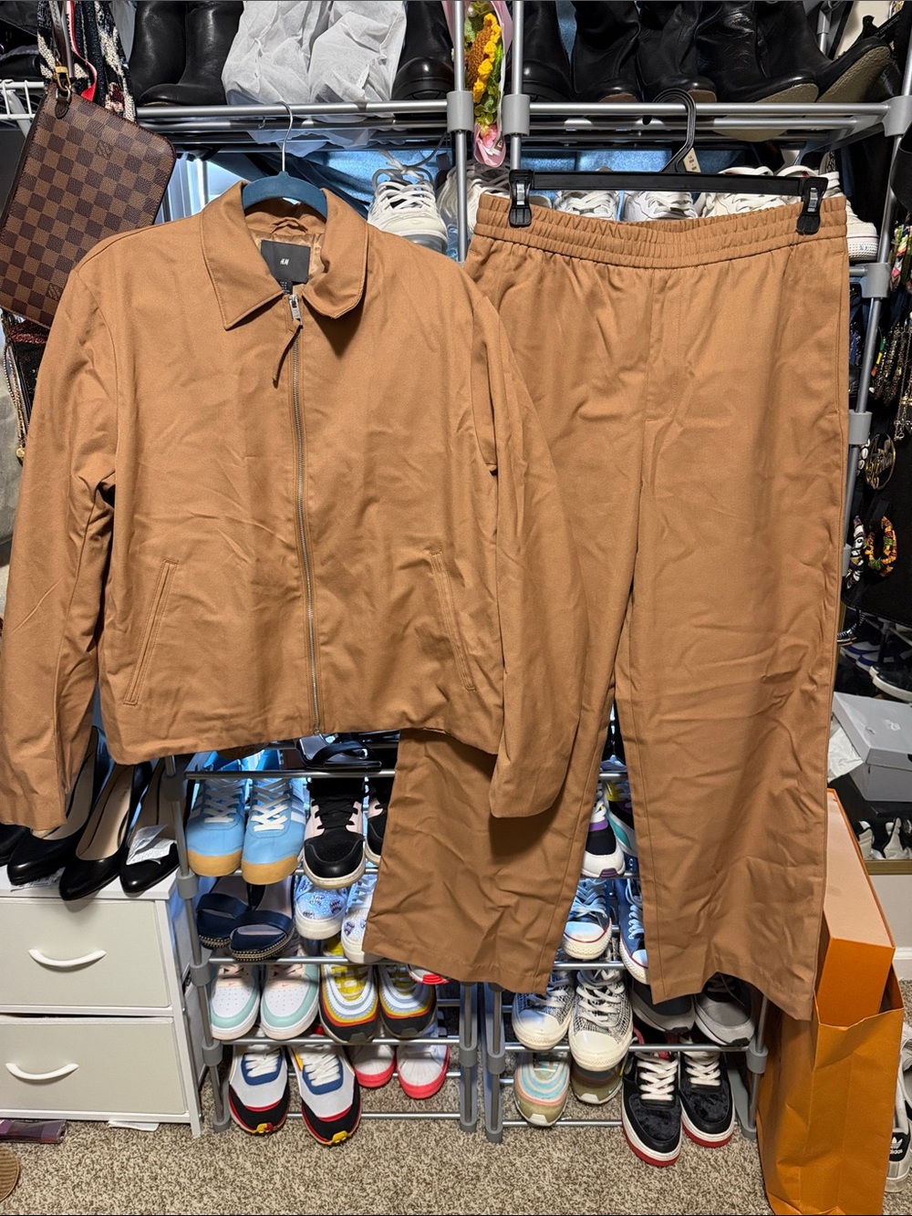 H&M Men's Brown Lightweight Jacket & Pants Set